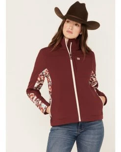 Cinch Women's Southwestern Print Storm Defense Bonded Jacket Burgundy