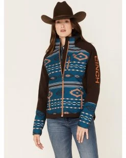 Cinch Women's Southwestern Print Storm Defense Bonded Jacket Brown -Cinch Shop 2000373545 200 P1 1