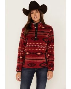 Cinch Women's Southwestern Print Fleece Sweater Red 11 Cinch Women's Southwestern Print Fleece Sweater Red -Cinch Shop 2000373554 600 P1 2