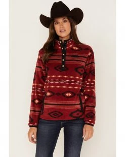Cinch Women's Southwestern Print Fleece Sweater Red