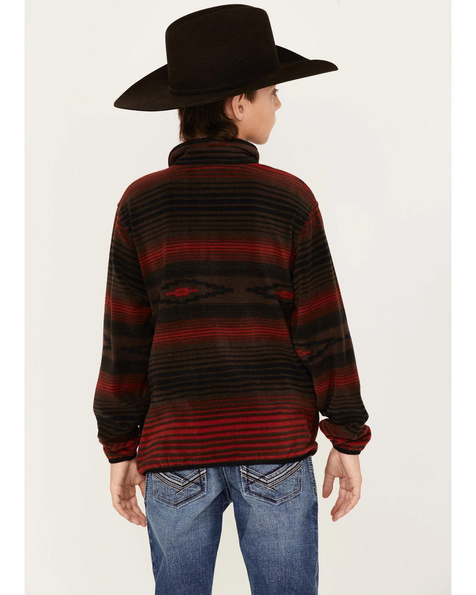 Cinch Boys' Southwestern Stripe Print Fleece Pullover Brown 4 Cinch Boys' Southwestern Stripe Print Fleece Pullover Brown - Image 4