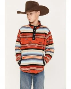 Cinch Boys' Southwestern Serape Stripe Print Fleece Pullover Multi