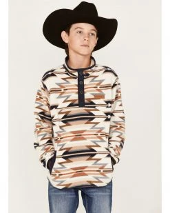 Cinch Boys' Southwestern Print Fleece Pullover Cream