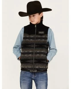 Cinch Boys' Southwestern Stripe Print Color Block Vest Black