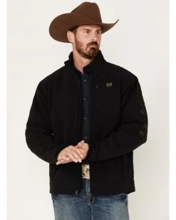 Cinch Men's Solid Logo Sleeve Zip-Front Softshell Jacket  Black
