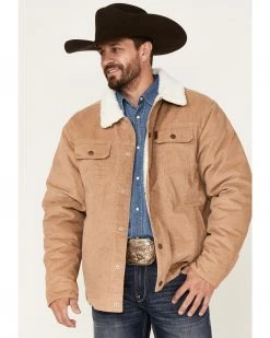 Cinch Men's Sherpa Lined Corduroy Trucker Jacket Beige/khaki