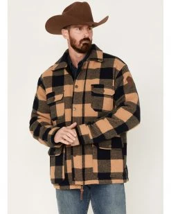 Cinch Men's Frontier Plaid Print Coat Brown