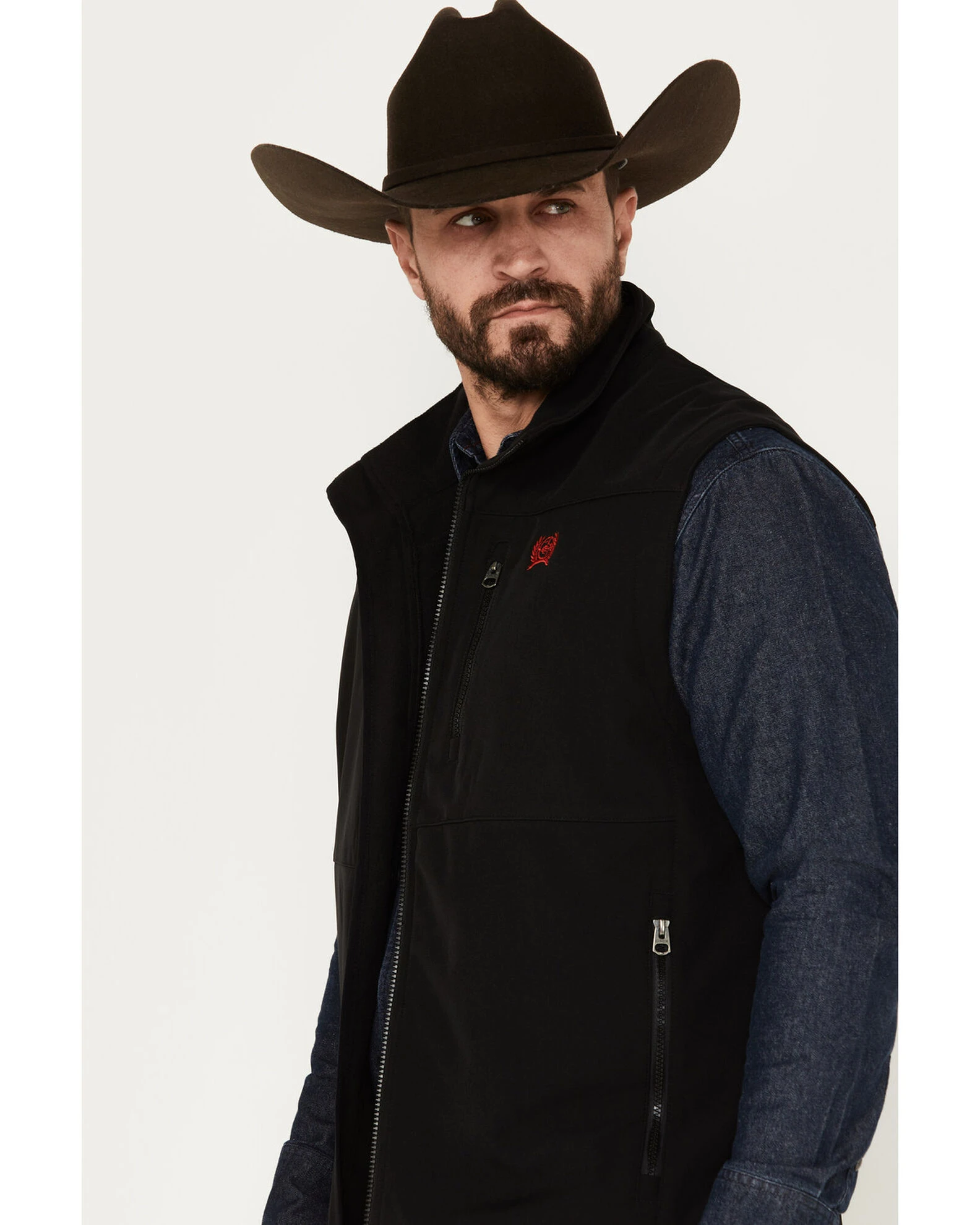 Cinch Men's Logo Patriotic Softshell Vest Black 2 Cinch Men's Logo Patriotic Softshell Vest Black - Image 2