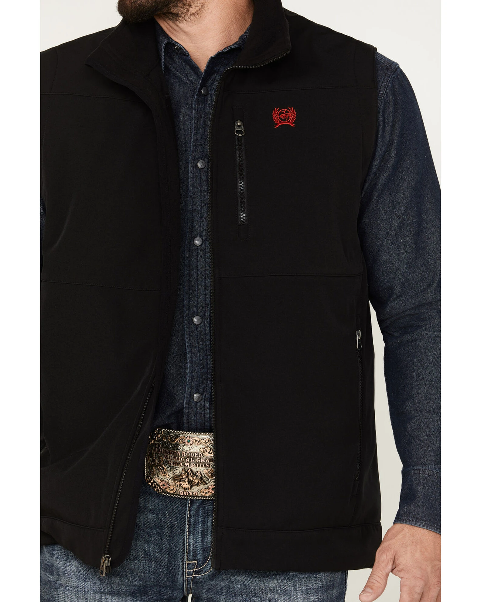 Cinch Men's Logo Patriotic Softshell Vest Black 3 Cinch Men's Logo Patriotic Softshell Vest Black - Image 3