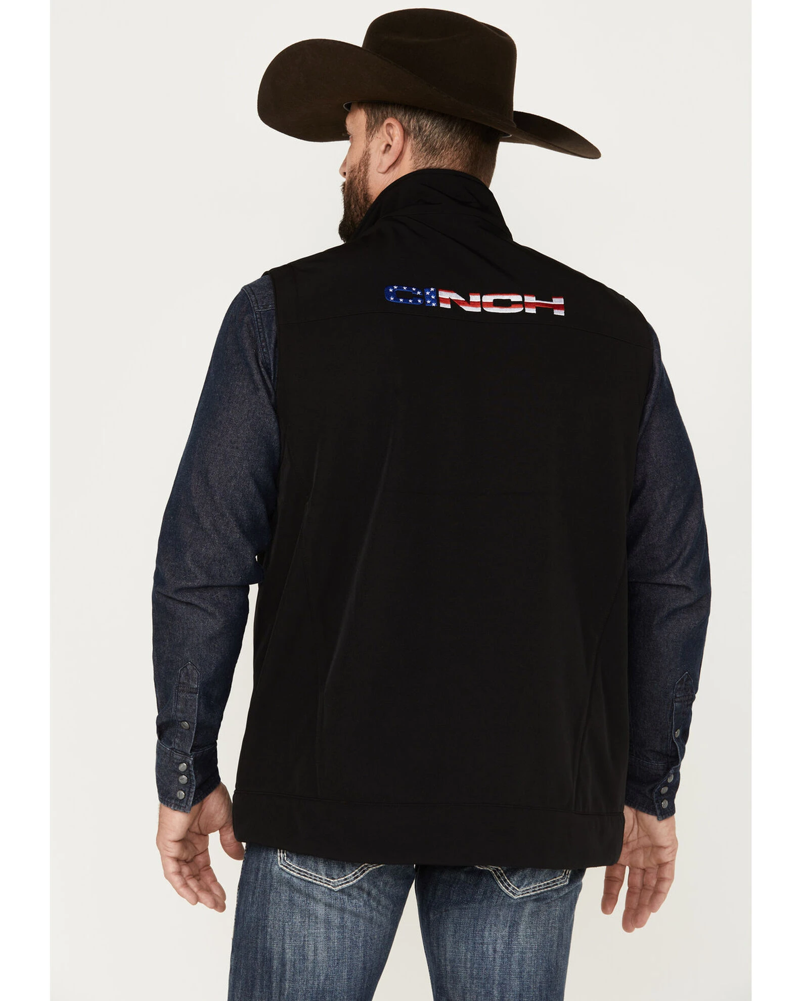 Cinch Men's Logo Patriotic Softshell Vest Black 4 Cinch Men's Logo Patriotic Softshell Vest Black - Image 4