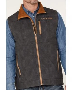 Cinch Men's Herringbone Concealed Carry Zip-Front Softshell Vest  Charcoal -Cinch Shop 2000375202 022 P3