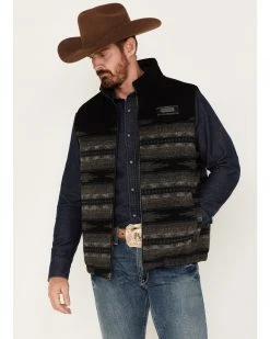 Cinch Men's Southwestern Stripe Concealed Carry Zip-Front Wool Vest  Black