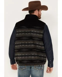 Cinch Men's Southwestern Stripe Concealed Carry Zip-Front Wool Vest  Black -Cinch Shop 2000375206 001 P4
