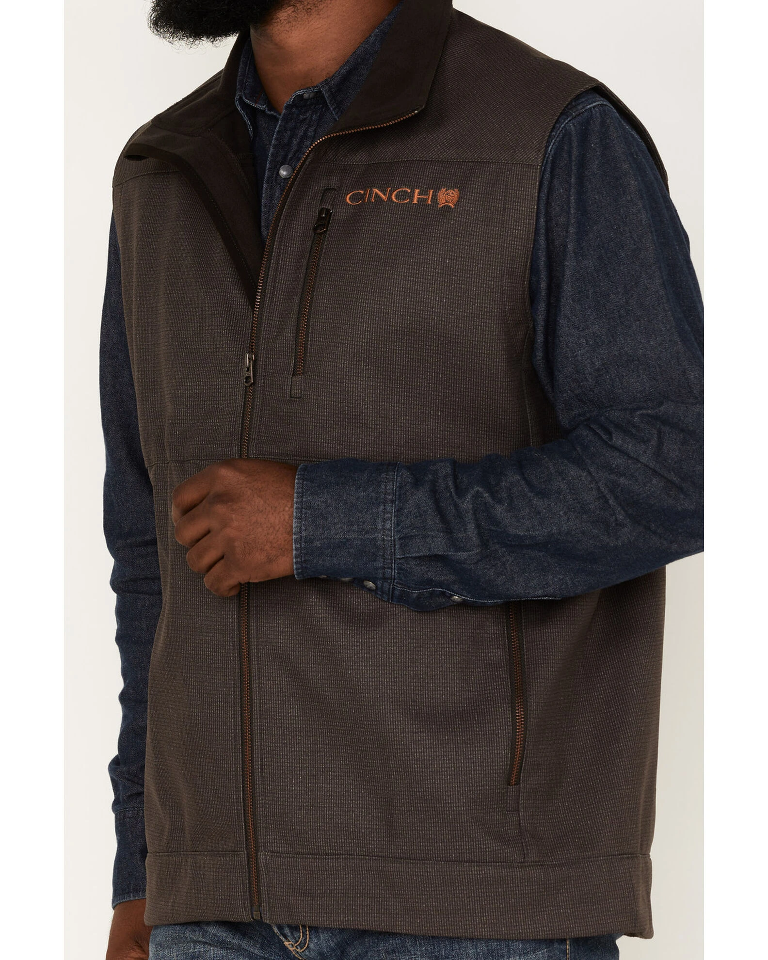 Cinch Men's Textured Softshell Vest Brown 3 Cinch Men's Textured Softshell Vest Brown - Image 3