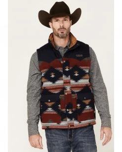 Cinch Men's Quilted Southwestern Print Vest Blue