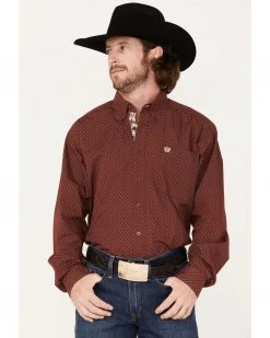 Cinch Men's Geo Print Button-Down Western Shirt  Burgundy