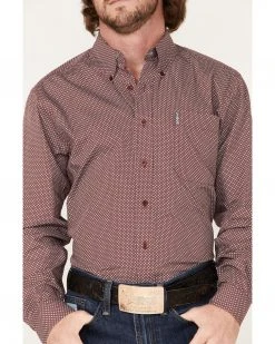 Cinch Men's Modern Fit Geo Print Button-Down Western Shirt  Burgundy -Cinch Shop 2000375239 640 P3