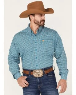 Cinch Men's Square Geo Print Button-Down Western Shirt  Blue -Cinch Shop 2000375240 400 P1 1