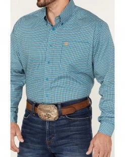 Cinch Men's Square Geo Print Button-Down Western Shirt  Blue -Cinch Shop 2000375240 400 P3