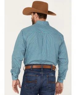 Cinch Men's Square Geo Print Button-Down Western Shirt  Blue -Cinch Shop 2000375240 400 P4