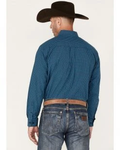 Cinch Men's Small Plaid Button-Down Western Shirt  Dark Blue -Cinch Shop 2000375242 401 P3