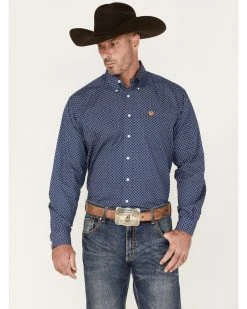 Cinch Men's Geo Print Button-Down Western Shirt Royal Blue