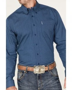 Cinch Men's Modern Fit Diamond Geo Print Button-Down Western Shirt  Royal Blue -Cinch Shop 2000375257 460 P3