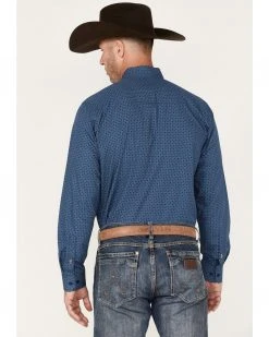 Cinch Men's Modern Fit Diamond Geo Print Button-Down Western Shirt  Royal Blue -Cinch Shop 2000375257 460 P4