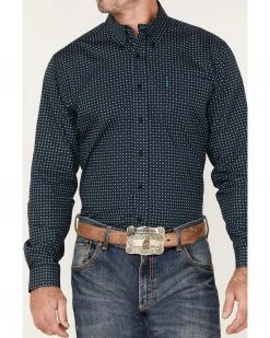 Cinch Men's Modern Fit Geo Print Button-Down Western Shirt  Navy -Cinch Shop 2000375258 410 P3
