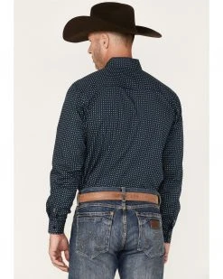 Cinch Men's Modern Fit Geo Print Button-Down Western Shirt  Navy -Cinch Shop 2000375258 410 P4