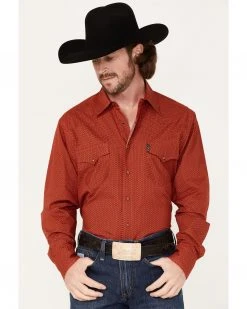 Cinch Men's Modern Fit Small Geo Print Snap Western Shirt  Red
