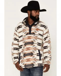 Cinch Men's Southwestern Print 1/4 Snap Fleece Pullover  Cream