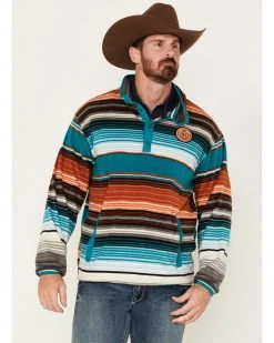 Cinch Men's Serape 1/4 Snap Fleece Pullover Sweatshirt Teal -Cinch Shop 2000375580 442 P1 1