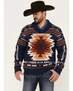 Cinch Men's Southwestern Pullover Knit Sweatshirt  Navy