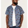 Cinch Men's Camp Yee-Haw All-Over Print Button-Down Western Shirt  Blue