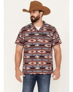 Cinch Men's Camp Yee-Haw Southwestern Stripe Button-Down Western Shirt  Red