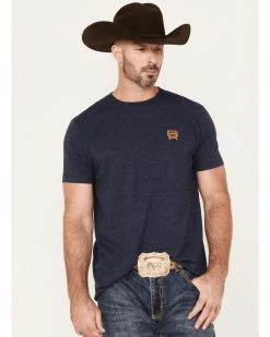 Cinch Men's Logo Short Sleeve Graphic T-Shirt Heather Blue