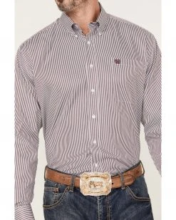 Cinch Men's Striped Long Sleeve Button Down Western Shirt Purple -Cinch Shop 2000379796 500 P3