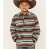 Cinch Boys' Serape Stripe Fleece Quarter-Zip Hooded Sweatshirt Purple