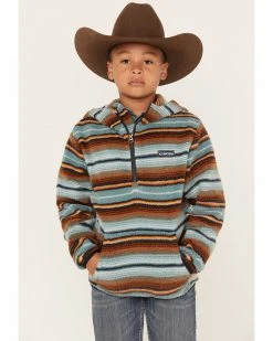 Cinch Boys' Serape Stripe Fleece Quarter-Zip Hooded Sweatshirt Purple