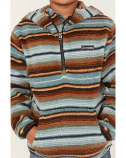 Cinch Boys' Serape Stripe Fleece Quarter-Zip Hooded Sweatshirt Purple -Cinch Shop 2000380128 500 P3